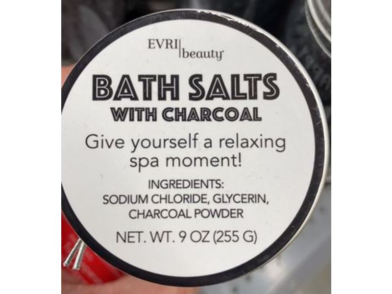 Evri Beauty Bath Salts With Charcoal, 9 oz/255 g