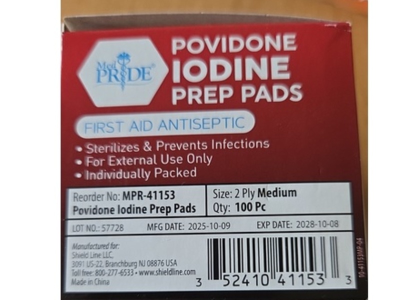 Med Pride Povidone Iodine Prep Pads, 100 Count