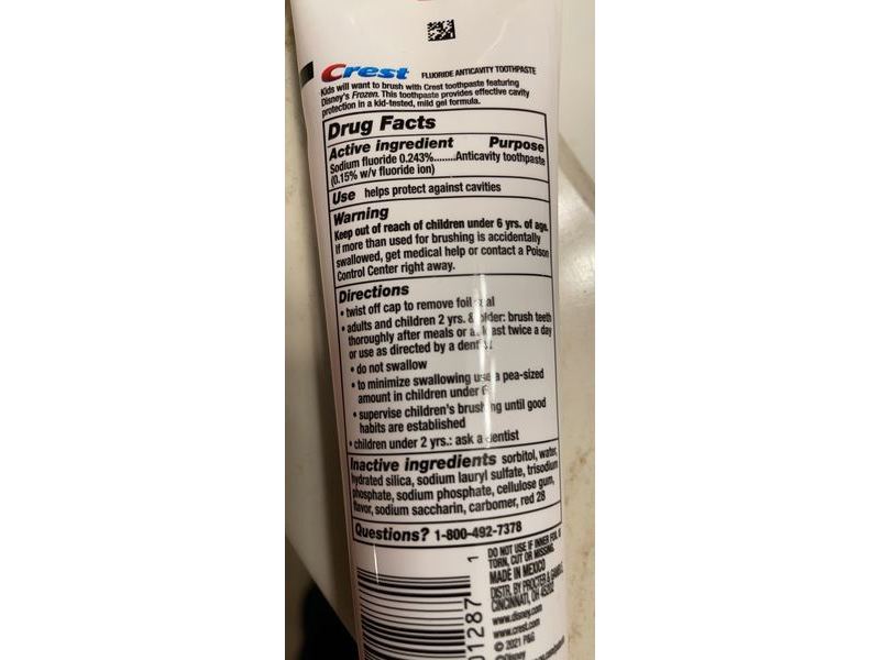 Crest Disney Frozen Toothpaste, Bubblegum, 4.2 oz/119 g