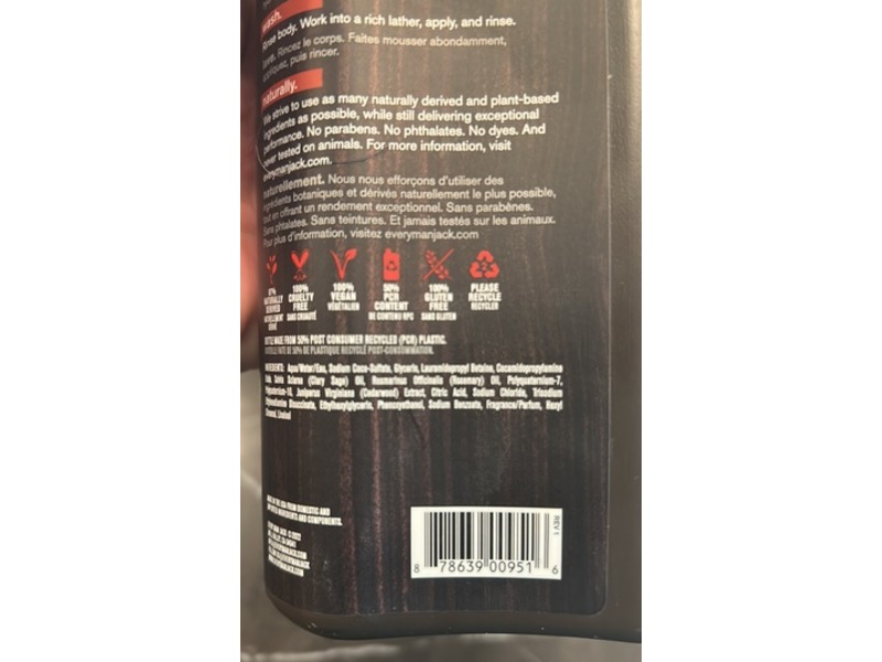 Every Man Jack Body Wash, Cedar + Red Sage, 24 fl oz/710 mL