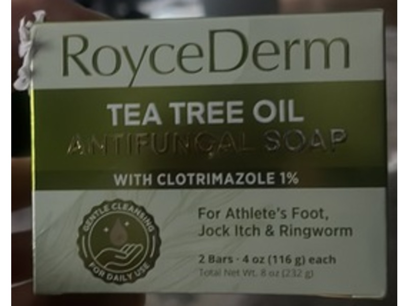 RoyceDerm Tea Tree Oil Antifungal Soap, Clotrimazole 1%, 4 oz/116 g, 2 Count