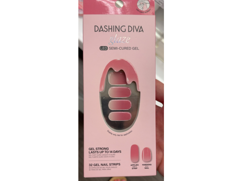 Dashing Diva Glaze Led Semi - Cured Gel & Nail Strips, Rosewater Glam, 32 Count