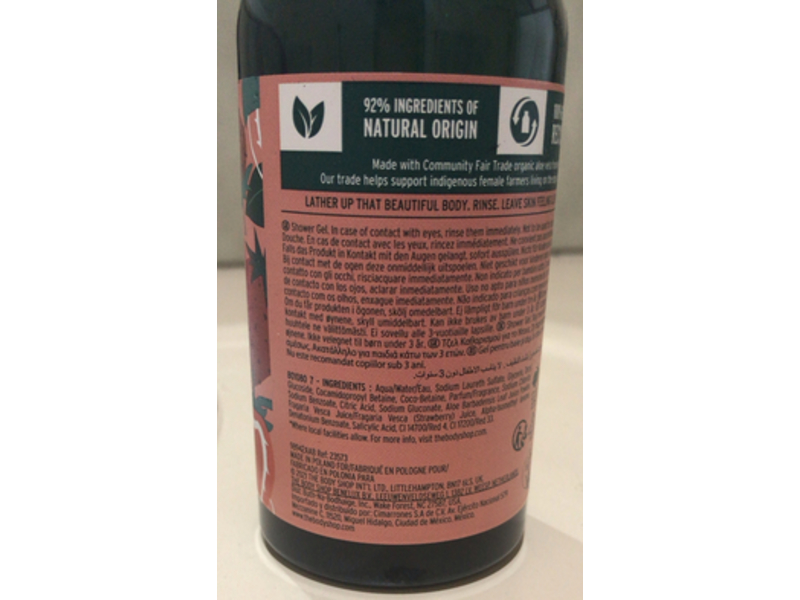 The Body Shop Shower Gel, Strawberry, 8.4 fl oz/250 mL