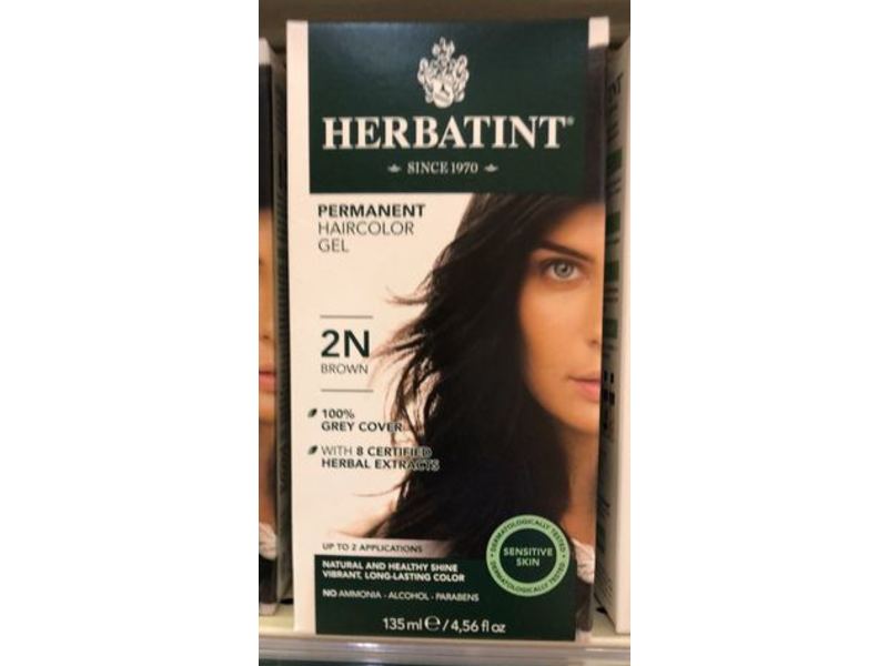 Herbatint Permanent Haircolor Gel, 2N Brown, 2 Application, 4.56 fl oz/135 mL