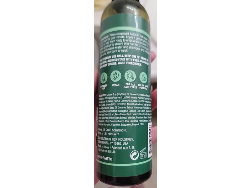 Difeel Hot Oil Hair Treatment, Rosemary & Mint, 8 fl oz/240 mL