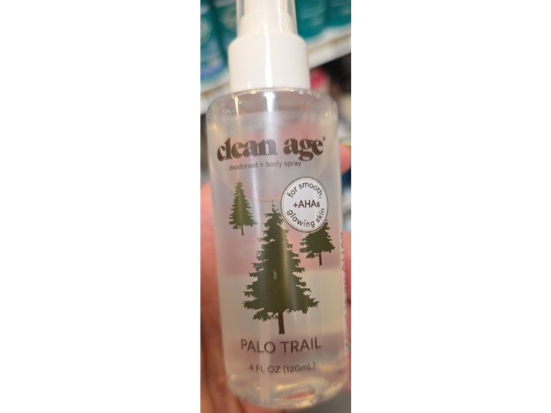 Clean Age Aha Deodorant+Body Spray, Palo Trail, 4 fl oz/120 mL