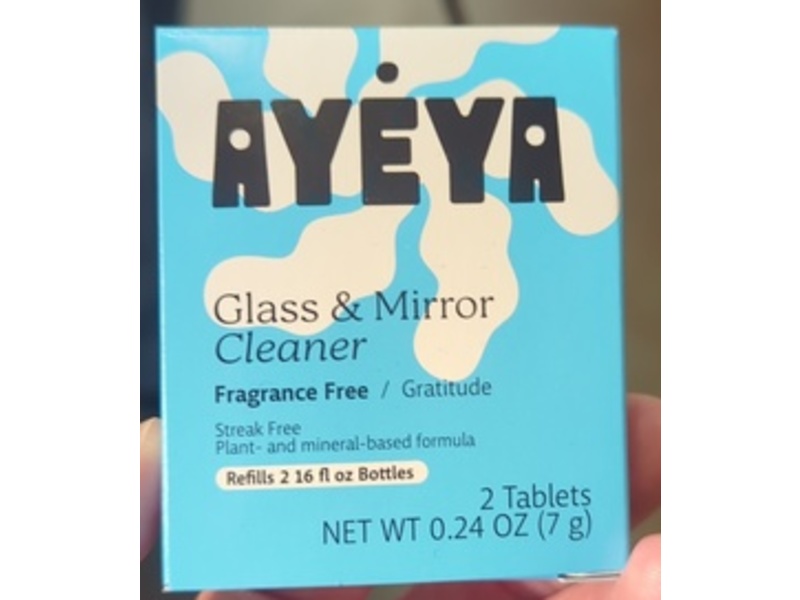 Ayeya Glass & Mirror Cleaner Tablets, 0.24 oz/7 g, 2 Count
