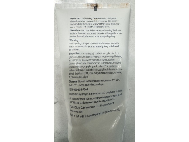 Obagi Medical Obagi360 Exfoliating Cleanser, 5.1 fl oz/150 mL