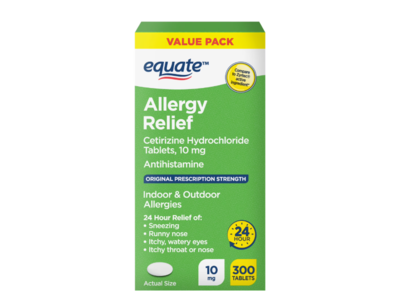 Equate Allergy Relief Cetirizine Hydrochloride Tablets, 300 Count