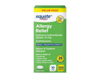 Equate Allergy Relief Cetirizine Hydrochloride Tablets, 300 Count - thumbnail 1