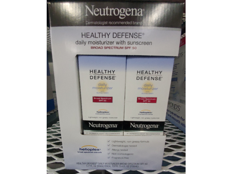 Neutrogena Healthy Defense Daily Moisturizer, SPF 50, 1.7 fl oz/50 mL, Pack Of 2