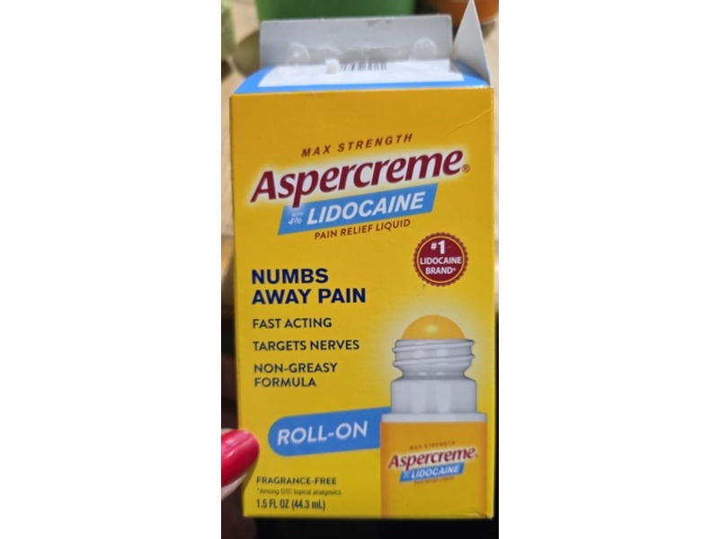 Aspercreme Lidocaine Pain Relief Liquid Roll-On, 1.5 Oz/44.3 mL