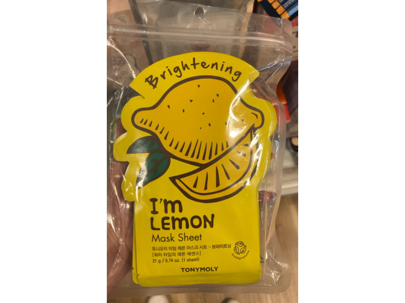 Tonymoly I'm Lemon Mask Sheet, Brightening, 0.74 oz/21 g