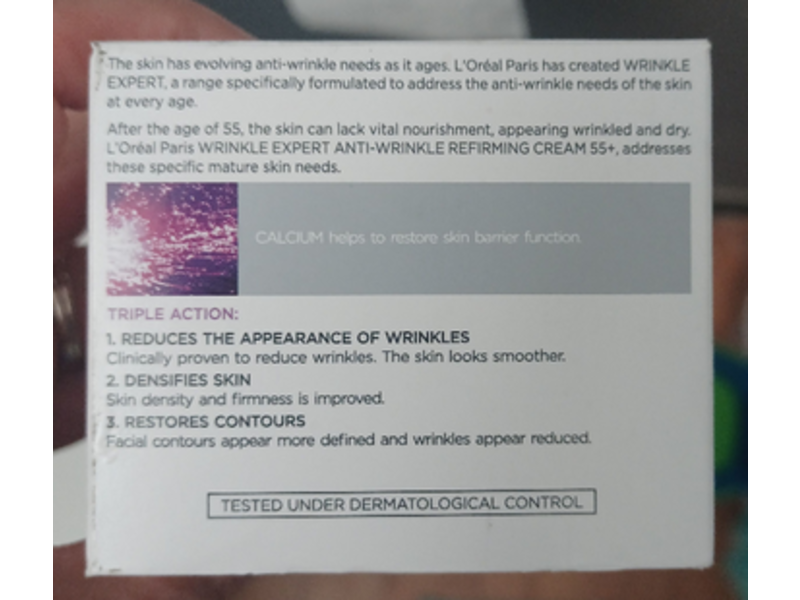 L'Oreal Paris Wrinkle Expert Anti-Wrinkle Densifying Cream, 55+Calcium. 1.7 oz/50 mL