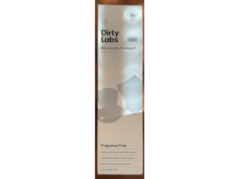 Dirty Labs Bio Laundry Detergent, Free & Clear, 80 Loads, 21.6 fl oz/640 mL