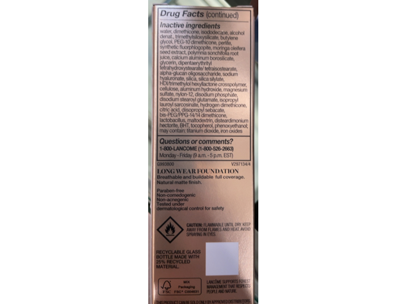 Lancome Teint Idole Ultra Wear Foundation, 130 C, SPF 25, 1 fl oz/30 mL