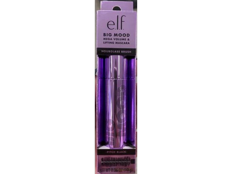 e.l.f. Big Mood Mega Volume & Lifting Mascara, Pitch Black, 0.36 oz/10 g