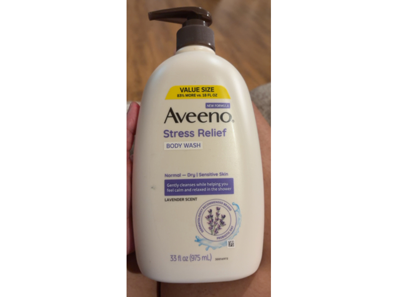 Aveeno Stress Relief Body Wash, Lavender Scent , 33 fl oz/975 mL