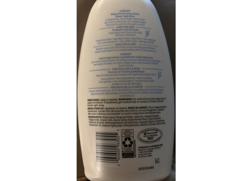 Aveeno Sheer Hydration Daily Moisturizing Lotion, 532 mL