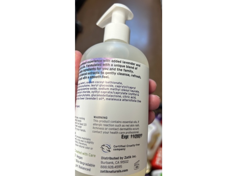 Zatik Hand Soap, Lavender & Tea Tree, 12 fl oz/355 mL