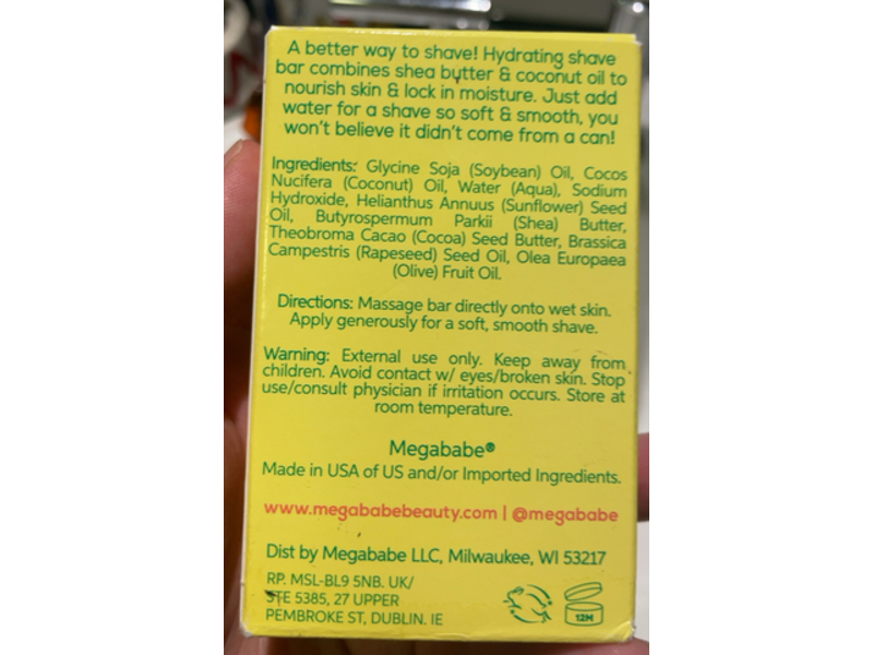 Megababe Blade Bar, Shea Butter, 4.4 oz/124 g