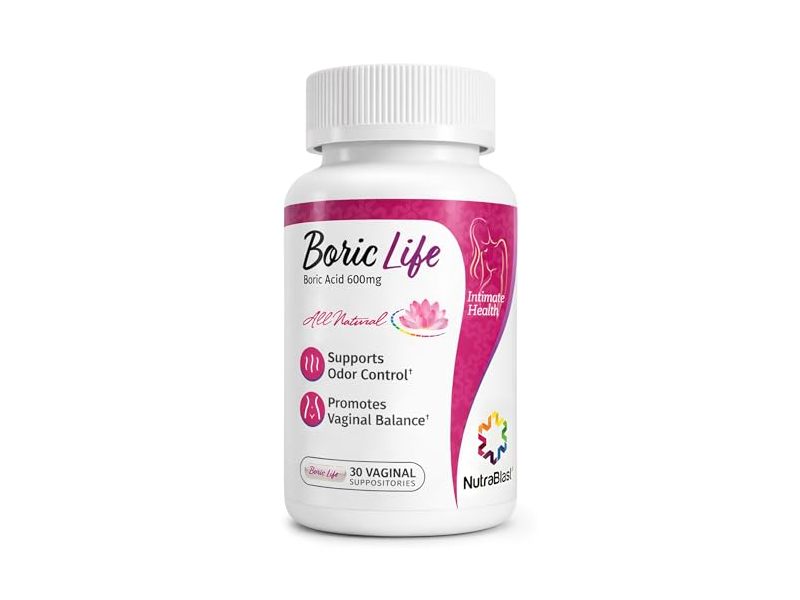 NutraBlast Boric Life Vaginal Suppositories, Boric Acid, 30 Count
