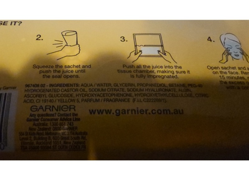 Garnier Skin Active Fresh-Mix Tissue Mask, Vitamin C Shot, 33 g