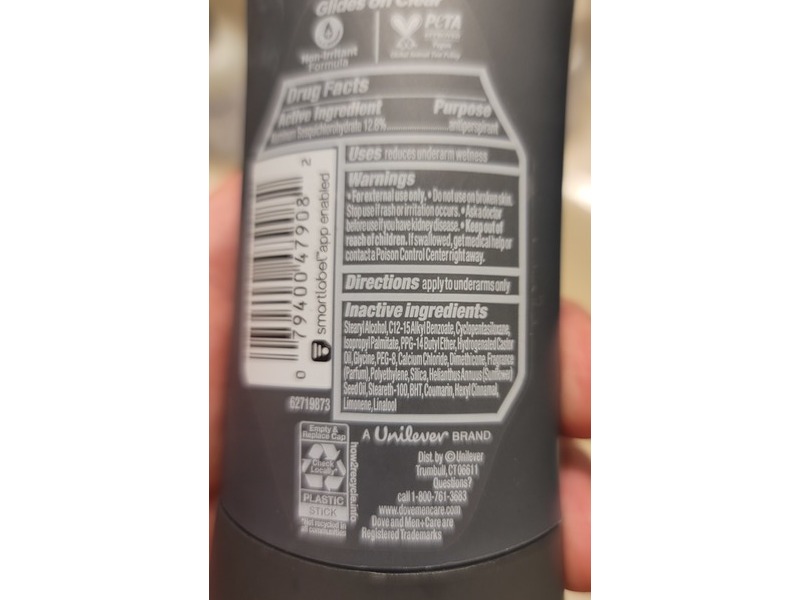 Dove Men + Care Antiperspirant Deodorant Antiperspirant, Sandalwood + Amber, 2.6 oz/74 g, 4 Count