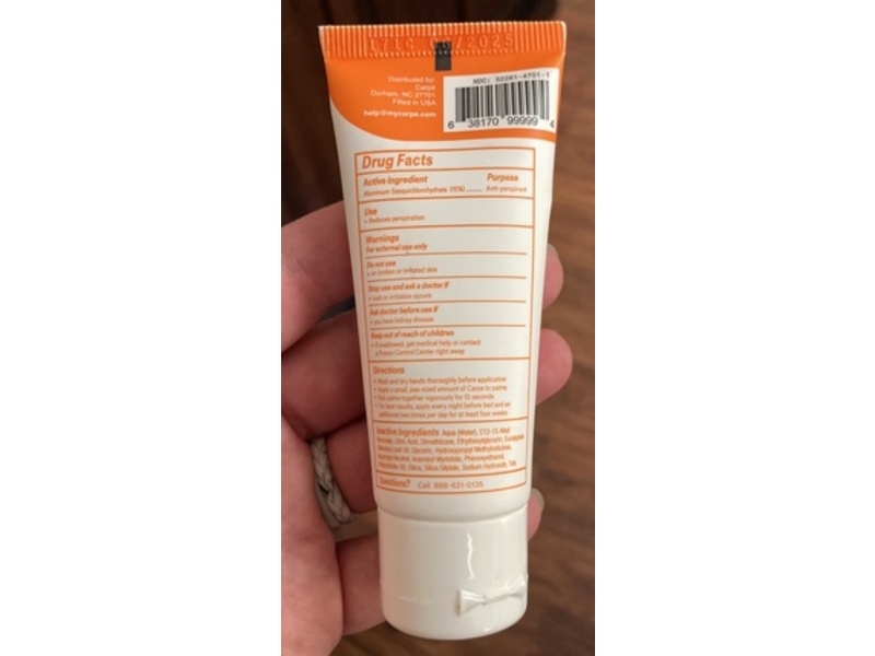 Carpe Antiperspirant Hand Lotion, 1.35 oz/40 mL