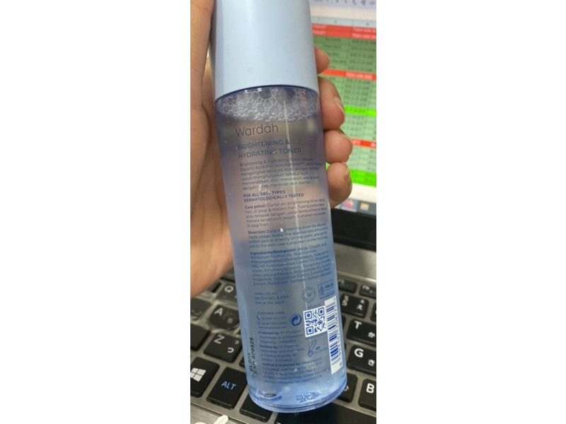 Wardah Brightening & Hydrating Toner, Glycolic Acid + Niacinamide, 125 mL