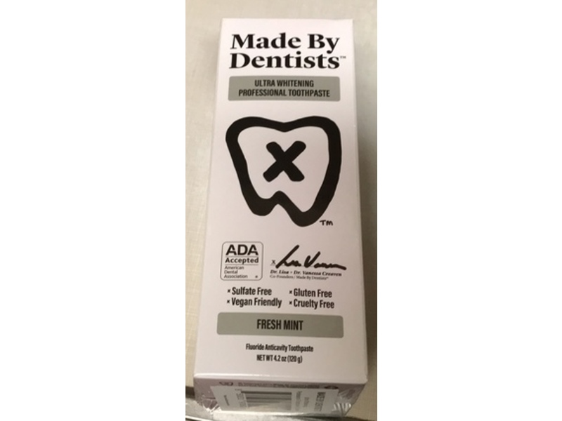 Made By Dentists Ultra Whitening Toothpaste, Fresh Mint, 4.2 oz/120 g, Pack Of 2