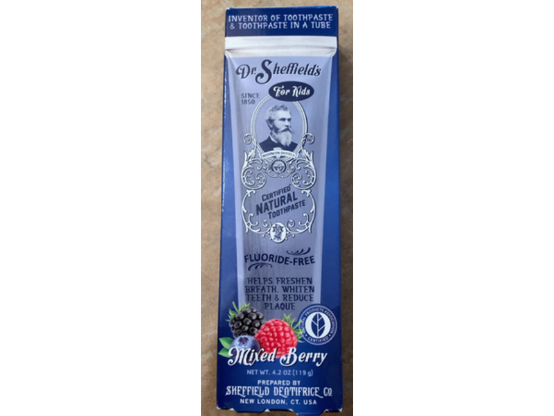Dr. Sheffield’s Natural Toothpaste, Mixed Berry, 4.2 oz/119 g, Pack Of 2