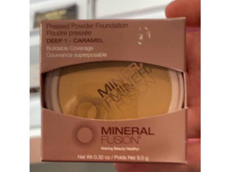 Mineral Fusion Pressed Powder Foundation, Deep 1 Caramel, 0.32 oz/9 g