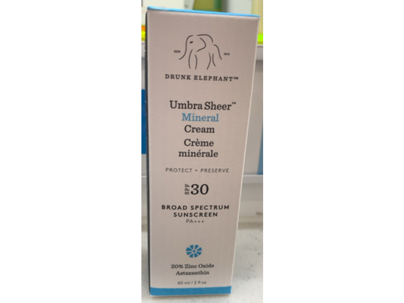 Drunk Elephant Umbra Sheer Mineral Cream, SPF 30 PA+++, 2 fl oz/60 mL