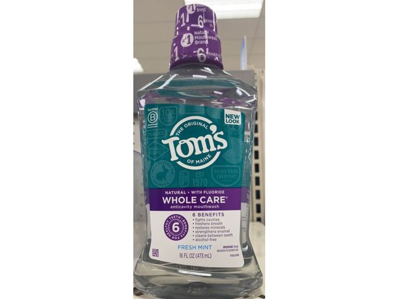Tom's Of Maine Whole Care Anticavity Mouthwash, Fresh Mint, 16 fl oz/473 mL