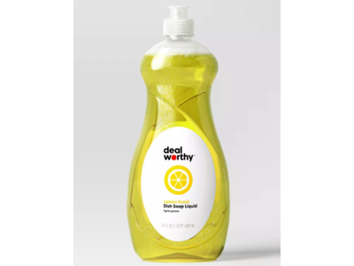 Deal Worthy Dish Soap Liquid, Lemon Scent, 20 fl oz/591 mL
