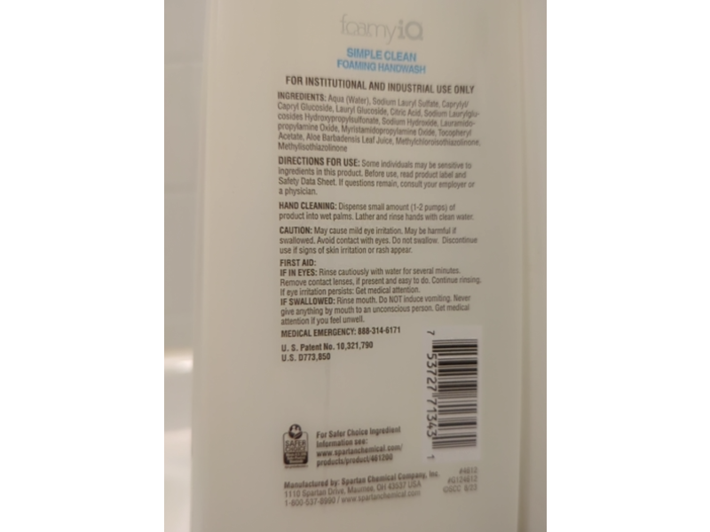 FoamyiQ Simple Clean Foaming Handwash, 1250 mL