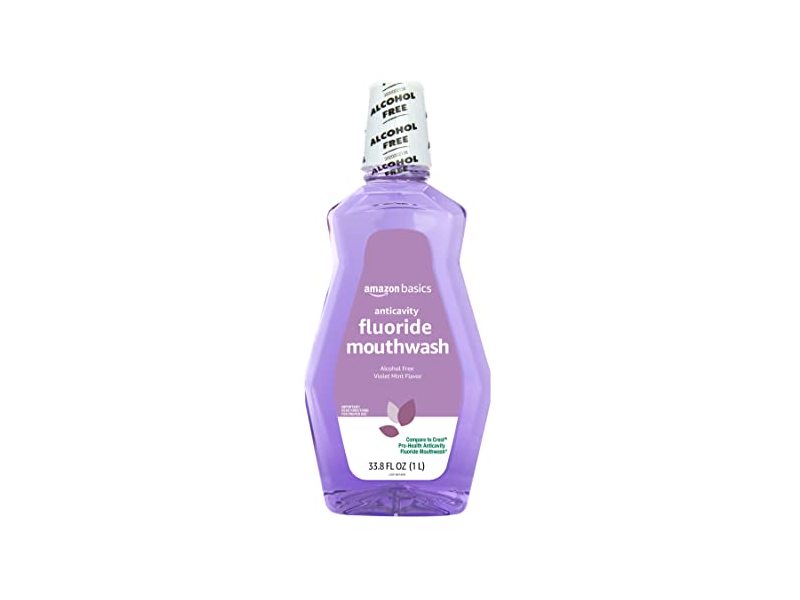 Amazon Basics Anticavity Fluoride Mouthwash, Violet Mint Flavor, 33.8 fl oz/1 L