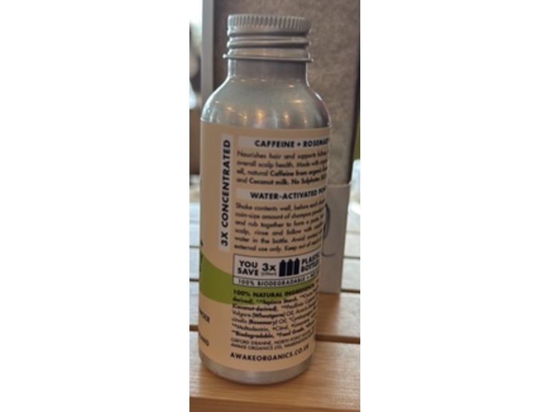 Awake Organics Shampoo Powder, Caffeine + Rosemary, 1.94 fl oz/55 mL