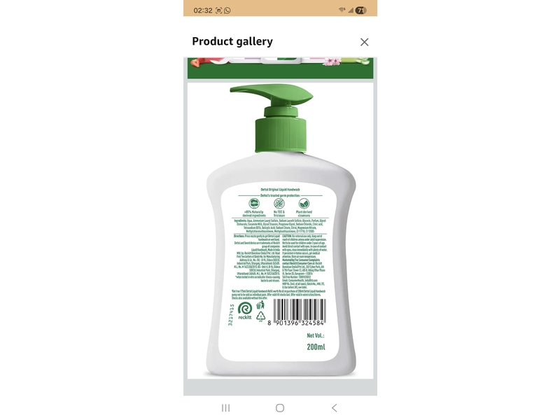 Dettol Original Germ Defence Liquid Handwash, 200 mL