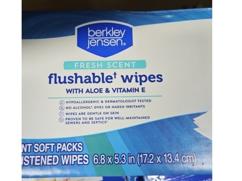 Berkley Jensen Flushable Wipes, Fresh Scent, Aloe & Vitamin E, 540 Count