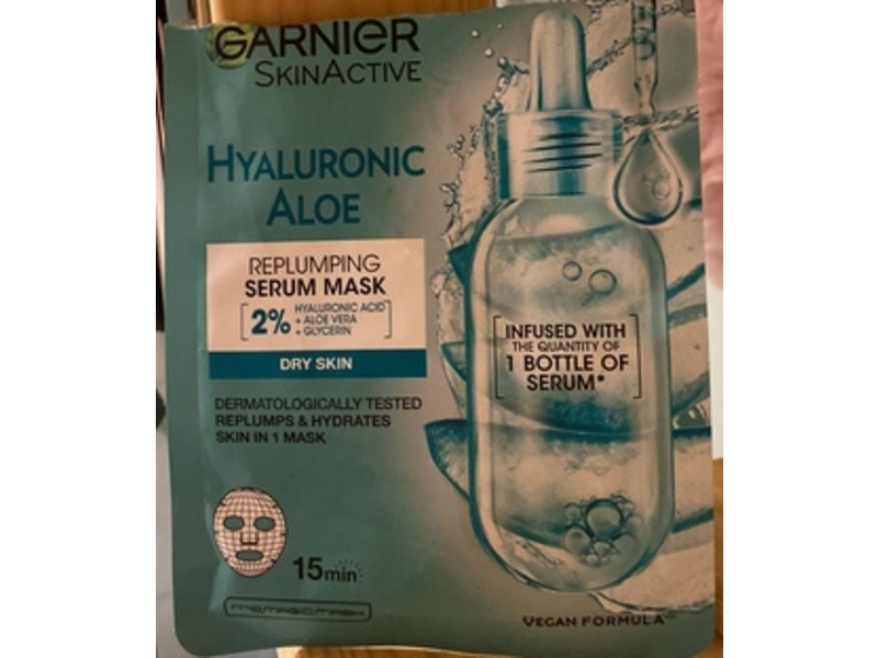 Garnier SkinActive Replumping Serum Mask, Hyaluronic Aloe, 28 g