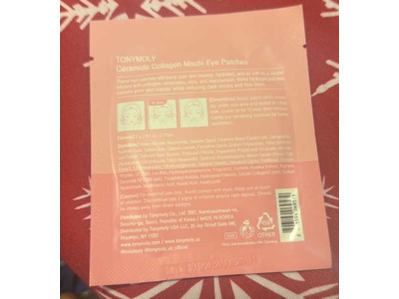 Tonymoly Ceramide Collagen Mochi Eye Patches, 0.1 oz/3 g, 1 Pair