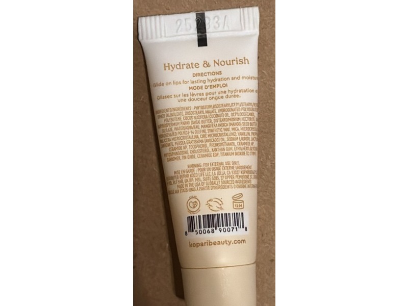 kopari Lip Love Moisture Balm, Soft Vanilla, 0.1 oz/3 g