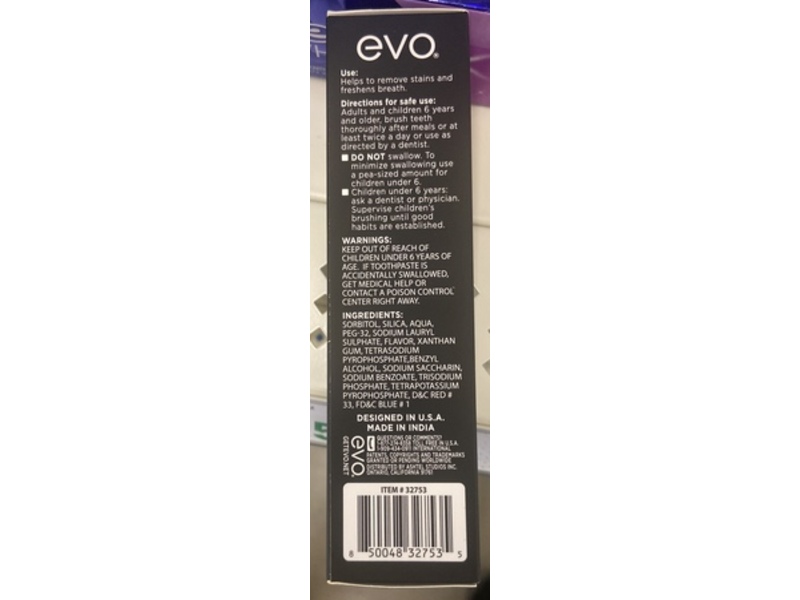 Evo Purple Toothpaste, Peppermint, 3.5 oz/99 g