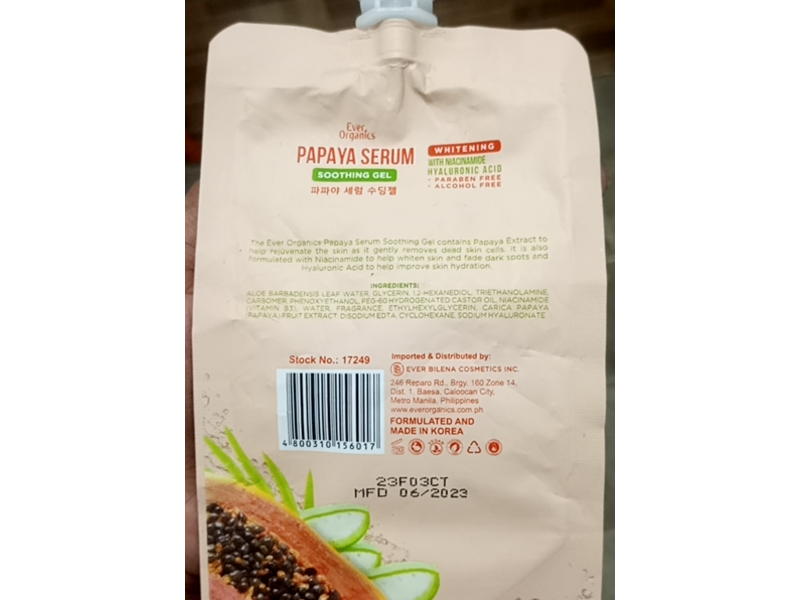 Ever Organics Soothing Gel Serum, Papaya,150 mL