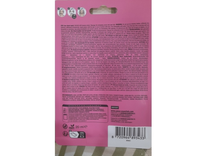 Sence Face Sheet Mask, I'm Bananas Over You, 20 mL