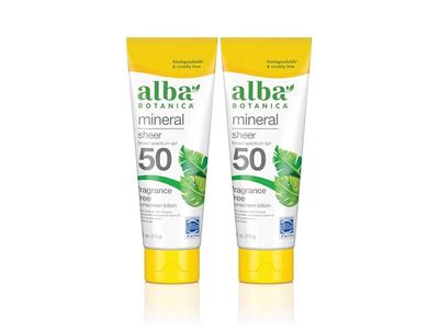 Alba Botanica Sheer Mineral Sunscreen Lotion, SPF 50, 4 fl oz/113 g, Pack Of 2