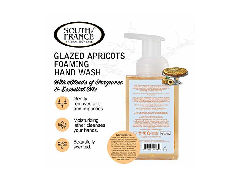 South of France Natural Body Care Glazed Apricots Foaming Hand Wash 8 oz Pump Bottle