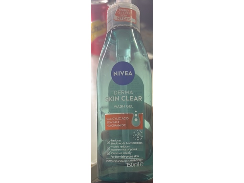 Nivea Derma Skin Clear Wash Gel, Salicylic Acid, Sea Salt Niacinamide, 150 mL